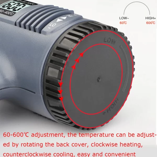 2000W Industrial Electric Hot Air Gun Digital Display Car Film Heat Gun Air Dryer for Soldering Thermal Blower Shrink Wrapping - Image 2