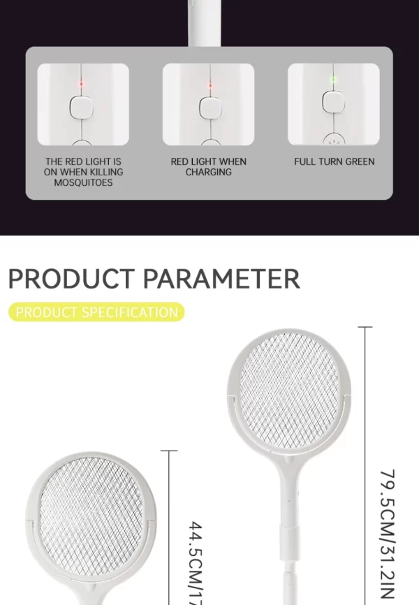 3500V 5in1 Mosquito Killer Lamp Multicunctional Angle Adjustable Bug Zapper Electric USB Rechargeable Mosquito Fly Bat Swatter - Image 15