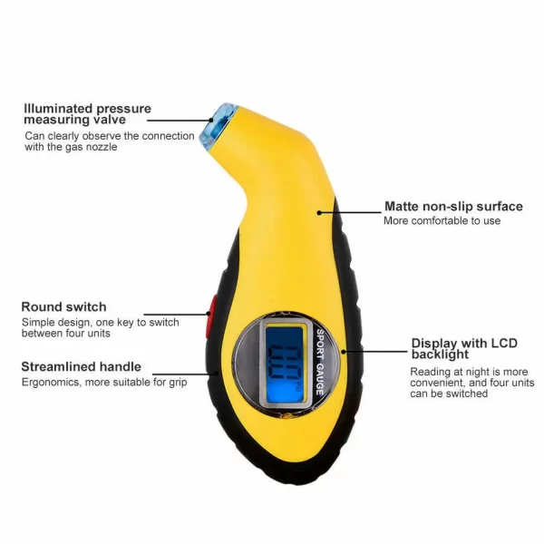 Auto Motorcycle Tyre Pressure Digital Meter Mini Diagnostic Tool Car Styling Detector Tire Pressure Gauge Portable LCD Display - Image 2