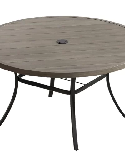 53" Outdoor Round Patio Table for Lawn Garden, All Weather Metal Round Patio Dining Table