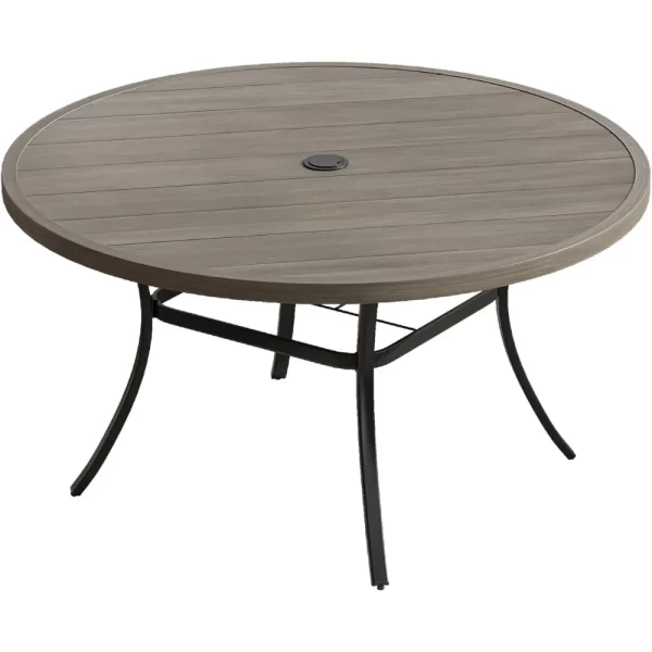 53" Outdoor Round Patio Table for Lawn Garden, All Weather Metal Round Patio Dining Table
