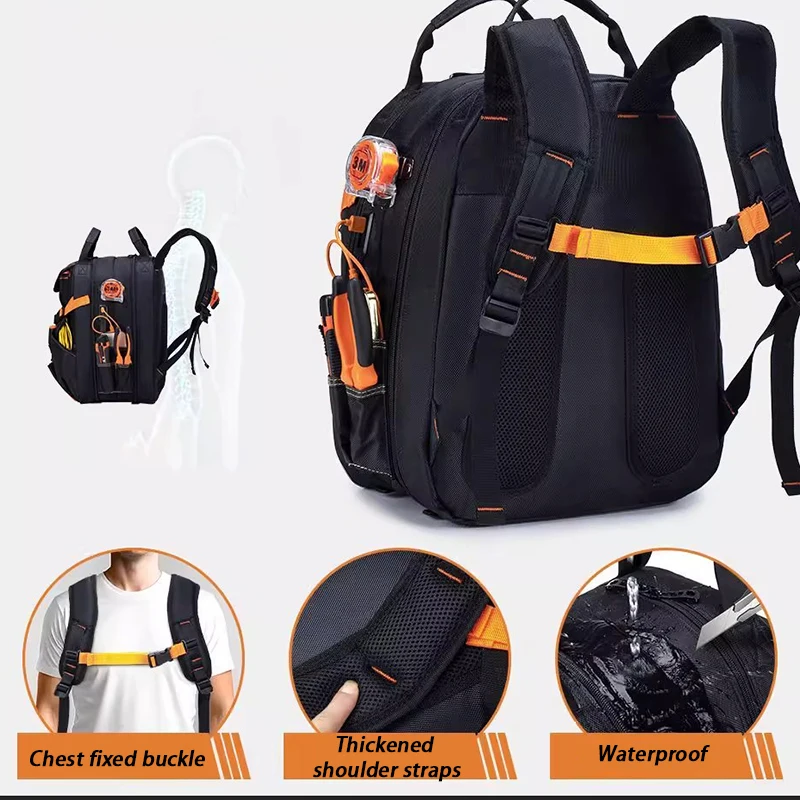 Electrician Tool Bag Professional Carpentry Complete Tools Bag Portable Waterproof Shoulder Straps - Image 5
