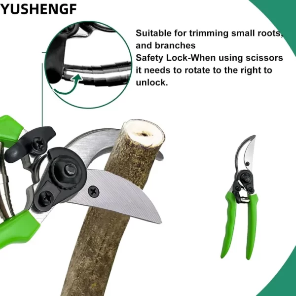 3pcs/set Garden Tools Set Lopper Pruning Shear Garden Scissors green Portable Pruning Shears - Image 5