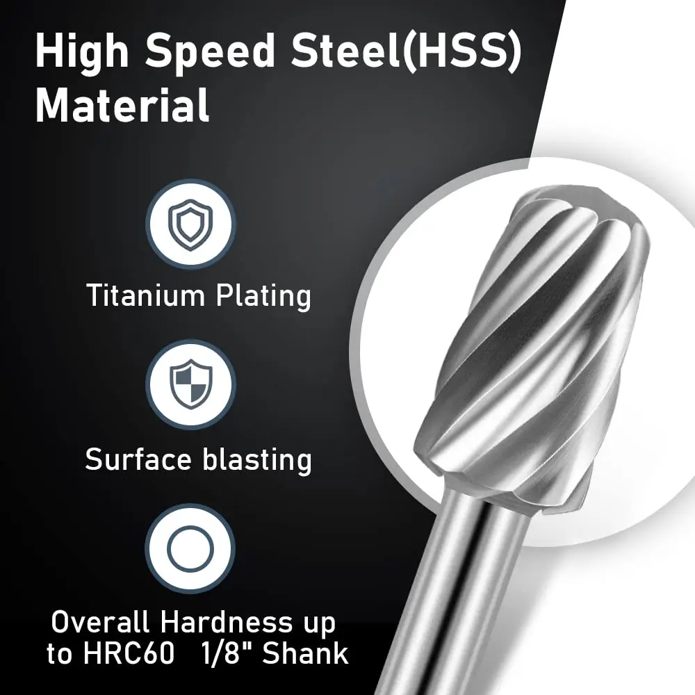 10pcs HSS Rotary File For Steel Milling Cutters For Metal Rat-tail File Hard Metal Rotary File Set - Image 2