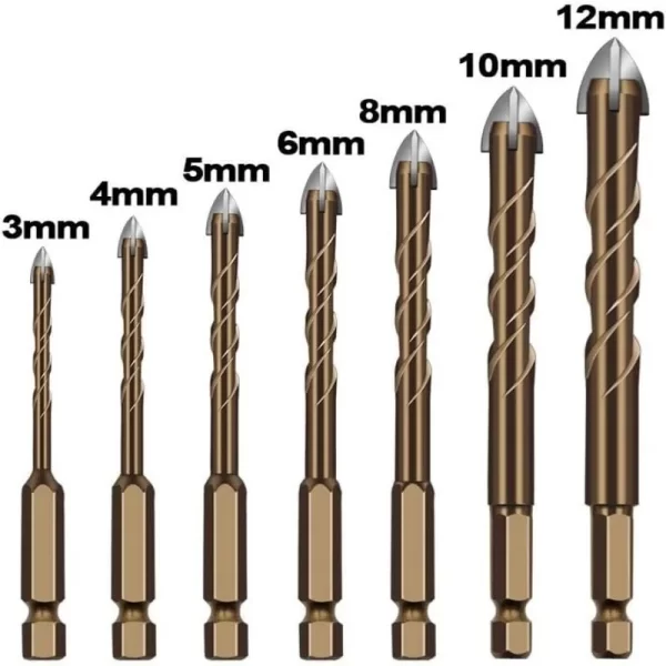 Masonry Concrete Drill Bits For Glass Ceramic Tile Brick Hex Shank 3mm To 12mm - Image 2