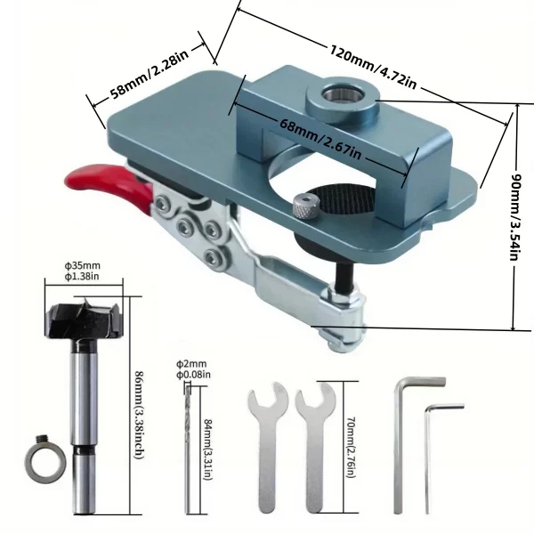 Woodworking Upgrade 35mm Concealed Hinge Jig Kit Hinge Boring Jig Drilling Guide Locator for Face Frame Cabinet Cupboard Tools - Image 2