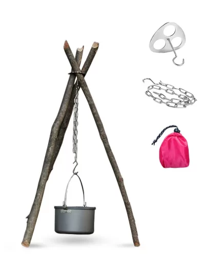Portable Stainless Steel Tripod Hanging Rack - Adjustable Campfire Grill Stand For Outdoor Cooking