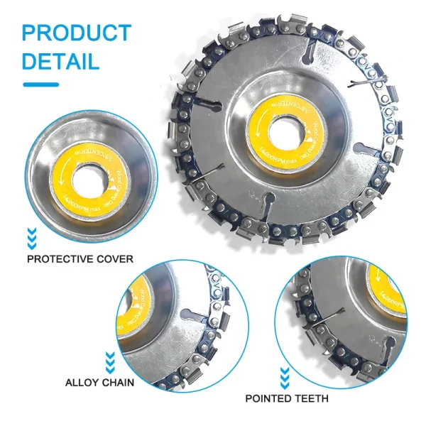 4 Inch 22 Tooth Angle Grinder Dedicated Chain Disc Woodwork Carving Chain Saw Disc Angle Grinding Disc - Image 2