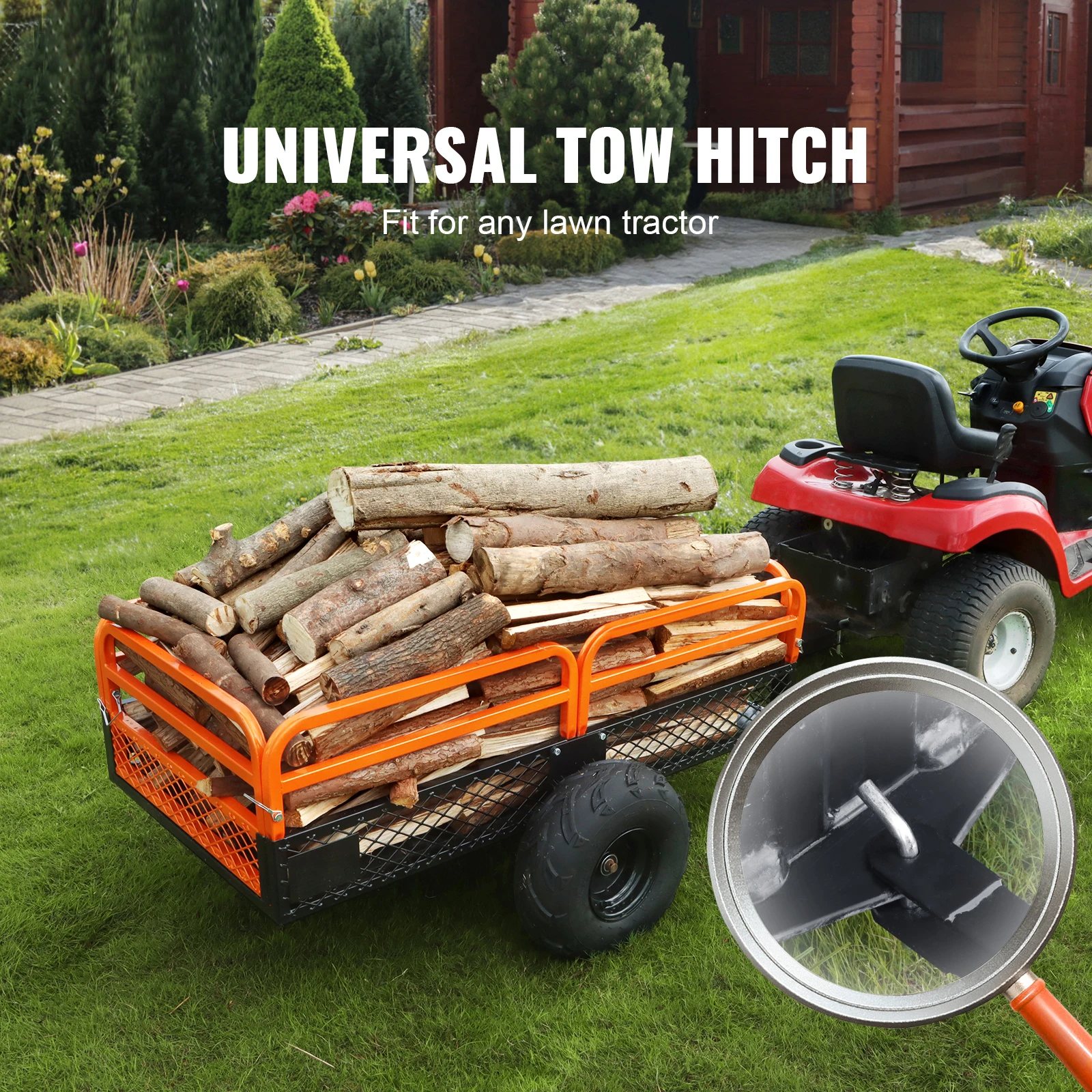 SucceBuy Heavy Duty Steel ATV Dump Trailer Tow Behind Dump Cart - Image 6