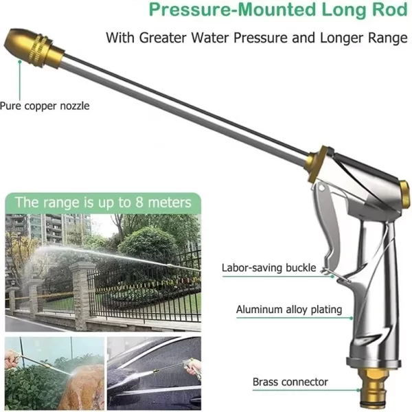 Garden Sprayer High Pressure Water Hose Nozzle Adjustable Spray Gun - Image 10