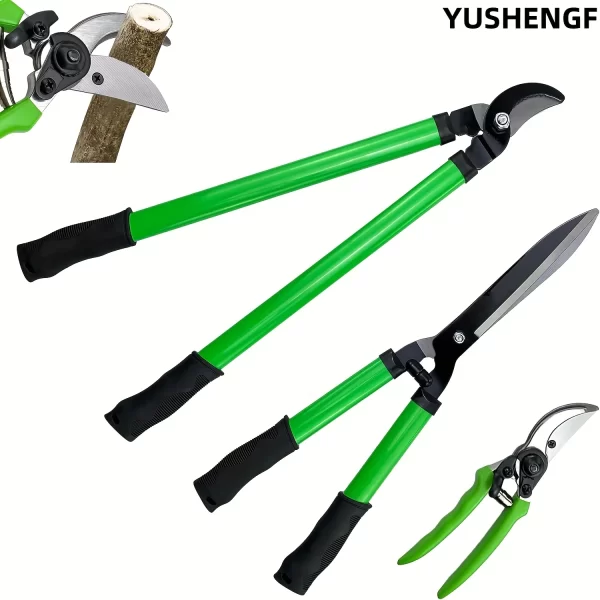 3pcs/set Garden Tools Set Lopper Pruning Shear Garden Scissors green Portable Pruning Shears - Image 8