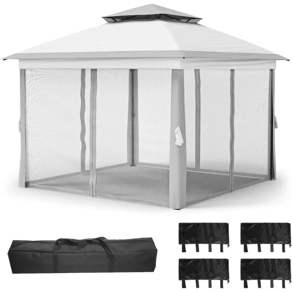 11x11FT Outdoor Gazebo, Heavy Duty Gazebo with Sturdy Metal Frame & Double Roofs, Patio Shelter - Image 2