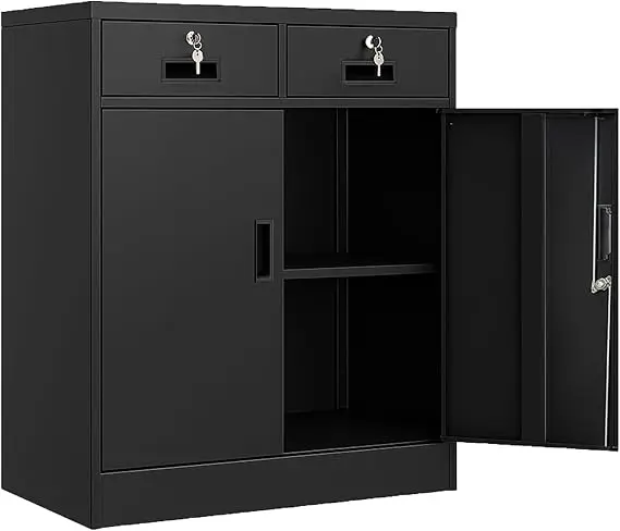 Metal Storage Cabinet with Locking Doors and 2 Drawers, 36” - Image 8