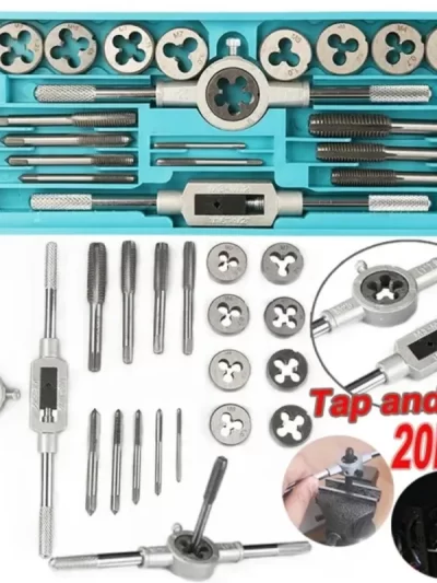 12/20pcs Metric Wrench Set Tap Wrench and Die Set M3, M4, M5, M6, M7, M8,M9,M10,M12 Nut Bolt Alloy Metal Hand Tools Storage Box