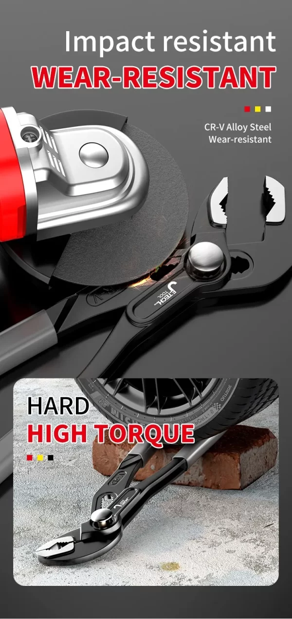 Water Pump Pliers Quick-Release Plumbing Pliers Pipe Wrench Adjustable Water Pipe Clamp Pliers - Image 14
