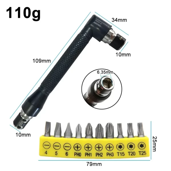 L-shaped 1/4 Hexagonal Screwdriver Bit 90 Degree Double Head Handle - Image 7