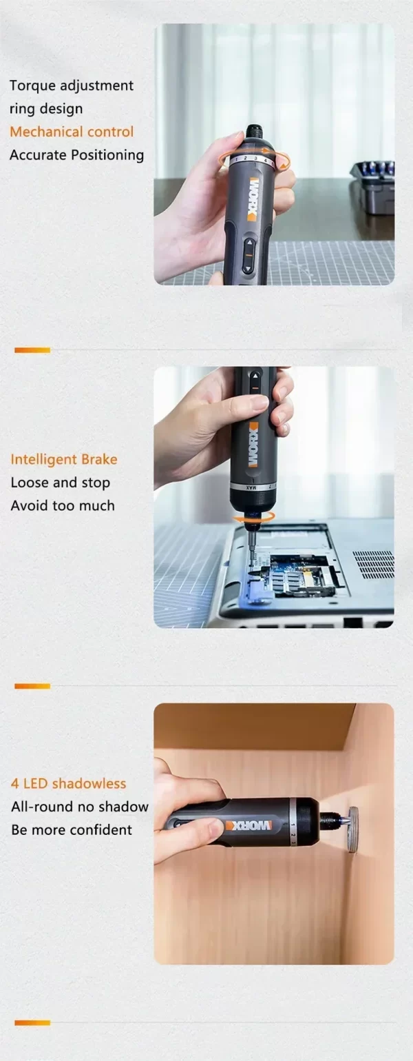Worx 4V Electrical Screwdrivers Set WX242 Portable Smart Cordless Power Screw Driver Mini Electric Drill Home Repair Power Tool - Image 13