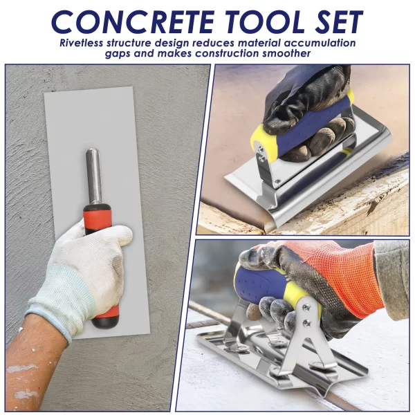 2/3Pcs Stainless Steel Concrete Tool Set Rustproof Flat Finishing Trowel Plus Concrete Edger and Groover Set - Image 2