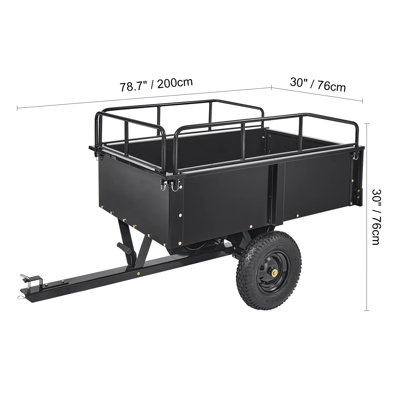 SucceBuy Heavy Duty Steel ATV Dump Trailer Tow Behind Dump Cart - Image 8
