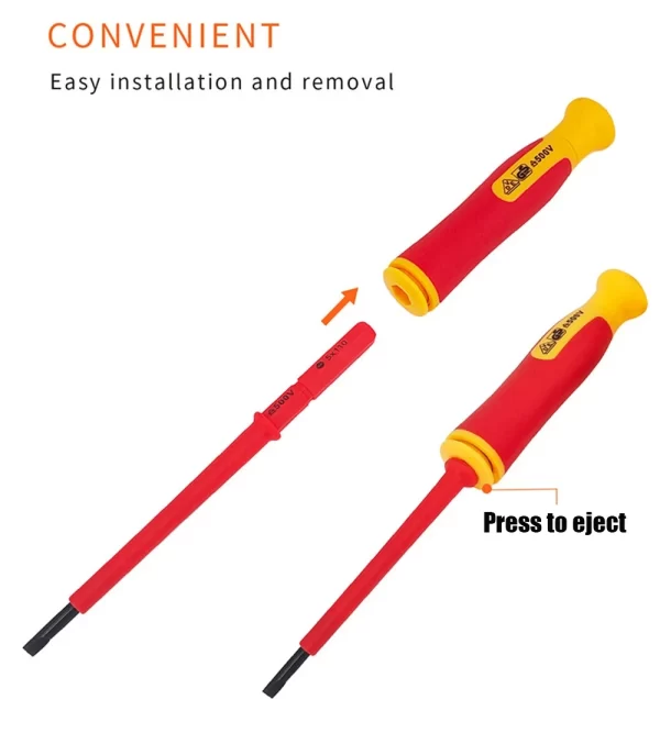 10Pcs Interchangeable Blade VDE Insulated Screwdriver Set with Case Magnetic 500V Home and Professional Use Electricians Tools - Image 12