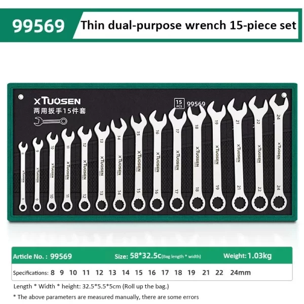 Ultra-thin Open End Wrench Set 6-27mm Ratchet Wrenches Combination Universal Dual Heads - Image 10