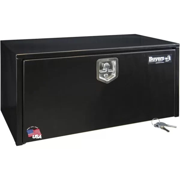 Black Steel Underbody Truck Box With Lockable T-Handle Latch, 18 x 18 x 36 Inch