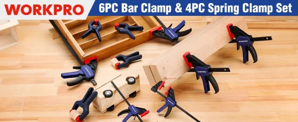WORKPRO Bar Clamps for Woodworking One-Handed Clamp/Spreader, 6-Inch and 12-Inch Wood Clamps Set - Image 11