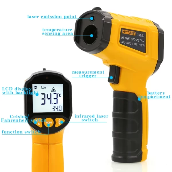 TS380 Infrared Non-Contact HYTAIS Thermometer Handheld Industrial High-Precision Electronic Temperature Gauge TS600 - Image 3