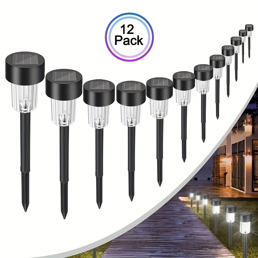 12 Pack Solar Outdoor Lights Solar Garden Light LED Landscape Lighting Waterproof Pathway Lights