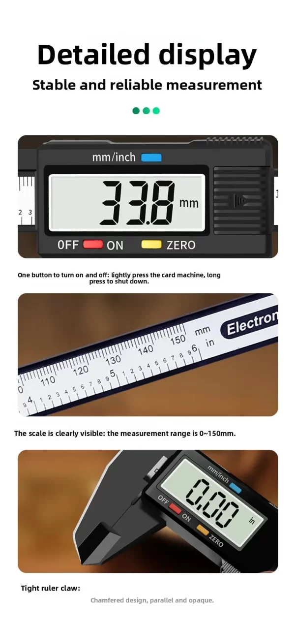 100/150mm Digital Caliper Vernier Caliper Gauge Measuring Tool - Image 16