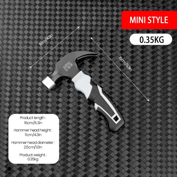 AIRAJ Short/Long Handle Claw Hammer Double Nail High Carbon Steel Household Durable - Image 7