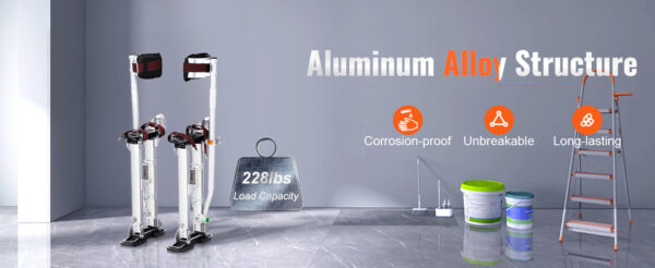 SucceBuy Drywall Stilts 18''/36''Adjustable Aluminum Tool Stilts with Protective Knee Pads Non-Slip Work Stilts - Image 9