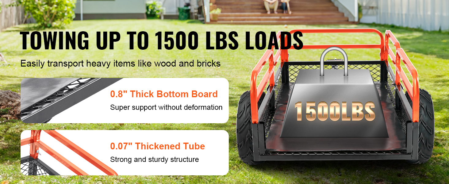 SucceBuy Heavy Duty Steel ATV Dump Trailer Tow Behind Dump Cart - Image 11