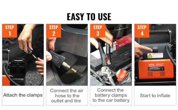 SucceBuy Tire Inflator Compressor 6-10 CFM Heavy Duty Air Compressor Dual-Cylinder 150PSI Air Pump - Image 13