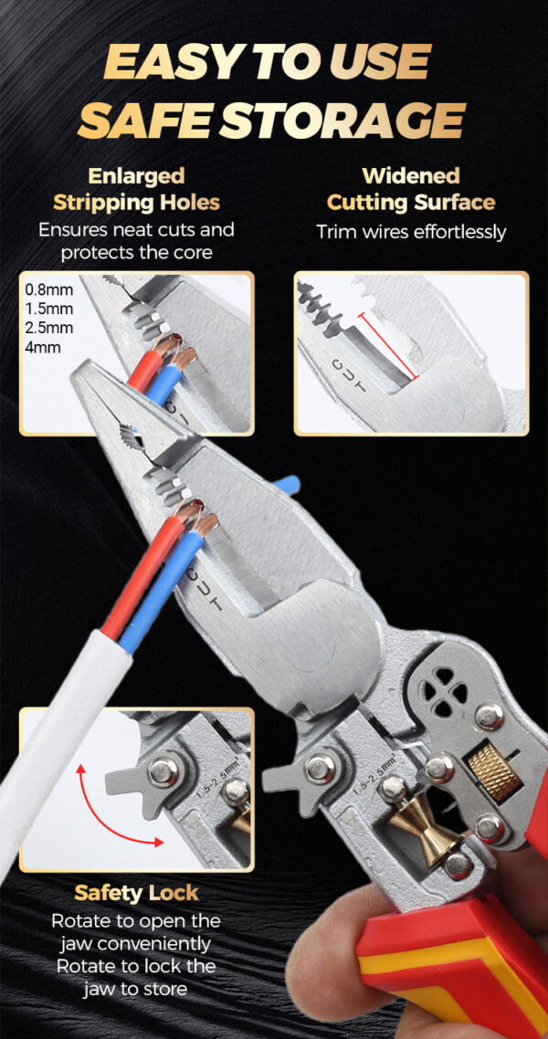 8-in-1 Multi-function Wire Stripper Electricians Voltage Testing Cable Cutting - Image 9