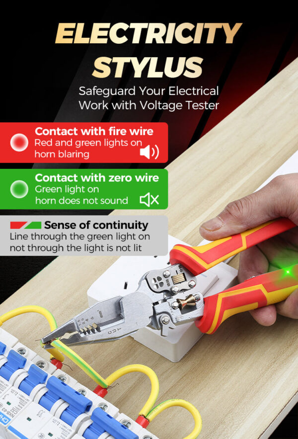 8-in-1 Multi-function Wire Stripper Electricians Voltage Testing Cable Cutting - Image 11
