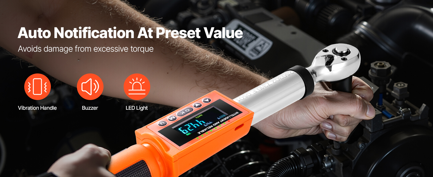 VEVOR Digital Torque Wrench 72-Tooth ±2% High Accuracy Electronic Torque Wrench Preset Value Buzzer - Image 13