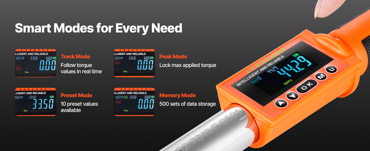 VEVOR Digital Torque Wrench 72-Tooth ±2% High Accuracy Electronic Torque Wrench Preset Value Buzzer - Image 14