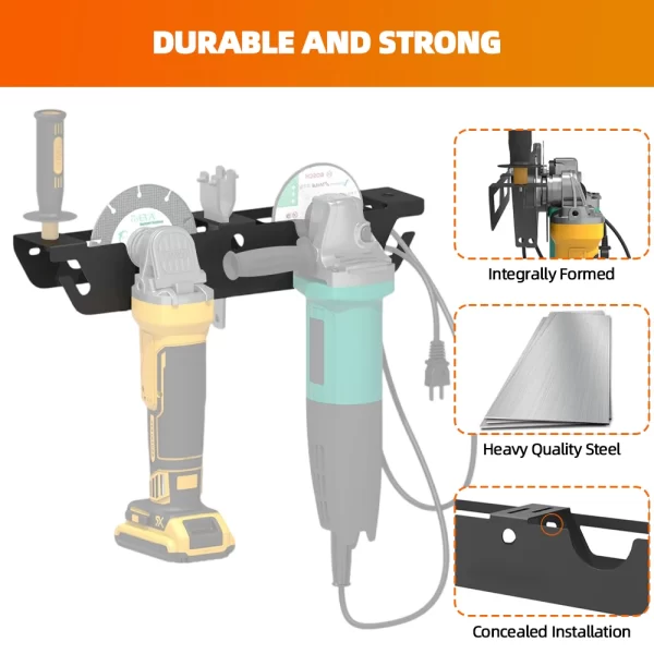 Angle Grinder Holder Metal Angle Grinder Rack with Cord Hanger Wall Mount Bracket - Image 2