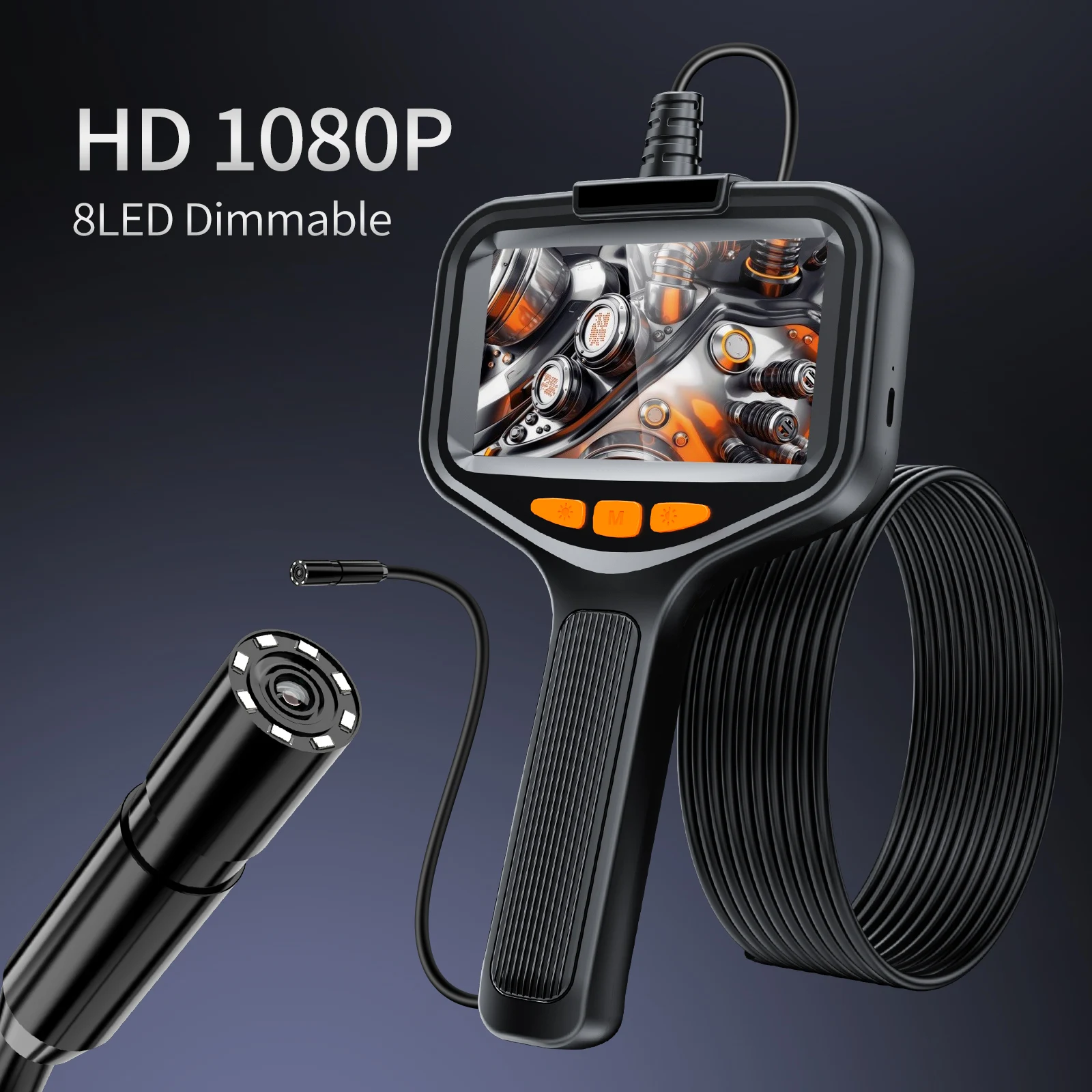 4.3'' LCD Screen HD Digital Handheld Borescope IP67 1080P Waterproof Snake Camera Sewer Inspection Camera with 8 LED Lights - Image 5