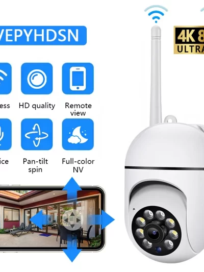 8MP Wifi IP Wireless Security Surveillance PTZ Camera 4X Zoom Cameras Tracking Two-way Audio HD Night Color Cam