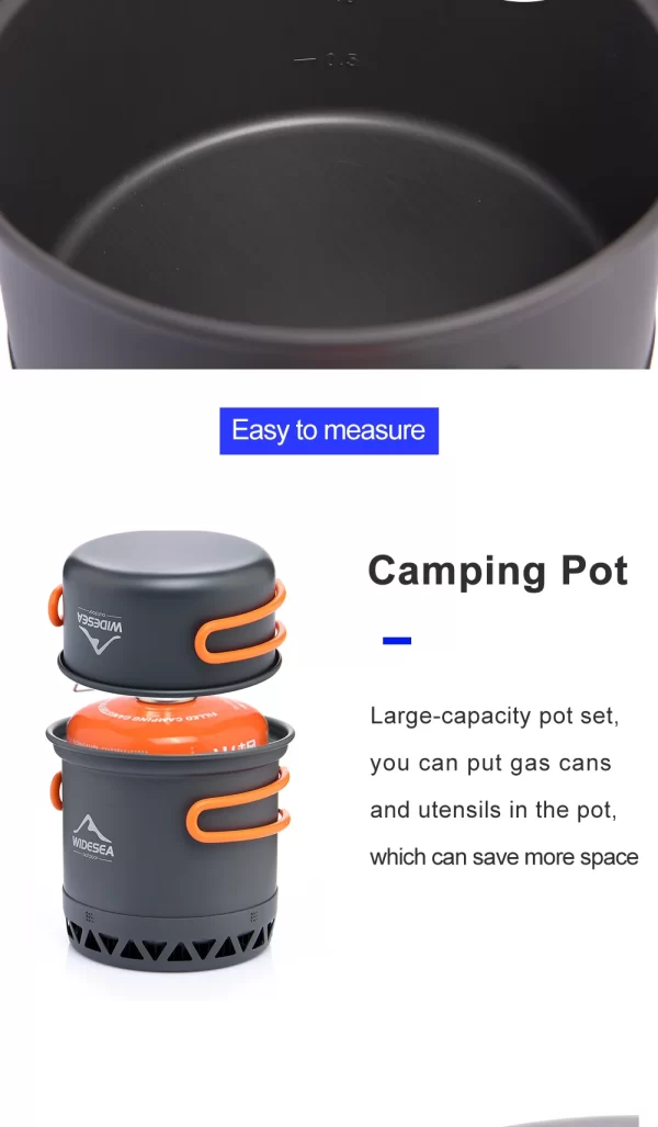 Widesea Camping 1.3L 2.3L Cookware Outdoor Cooking Set Heat Cooker Travel Tableware Pot Kettle - Image 16