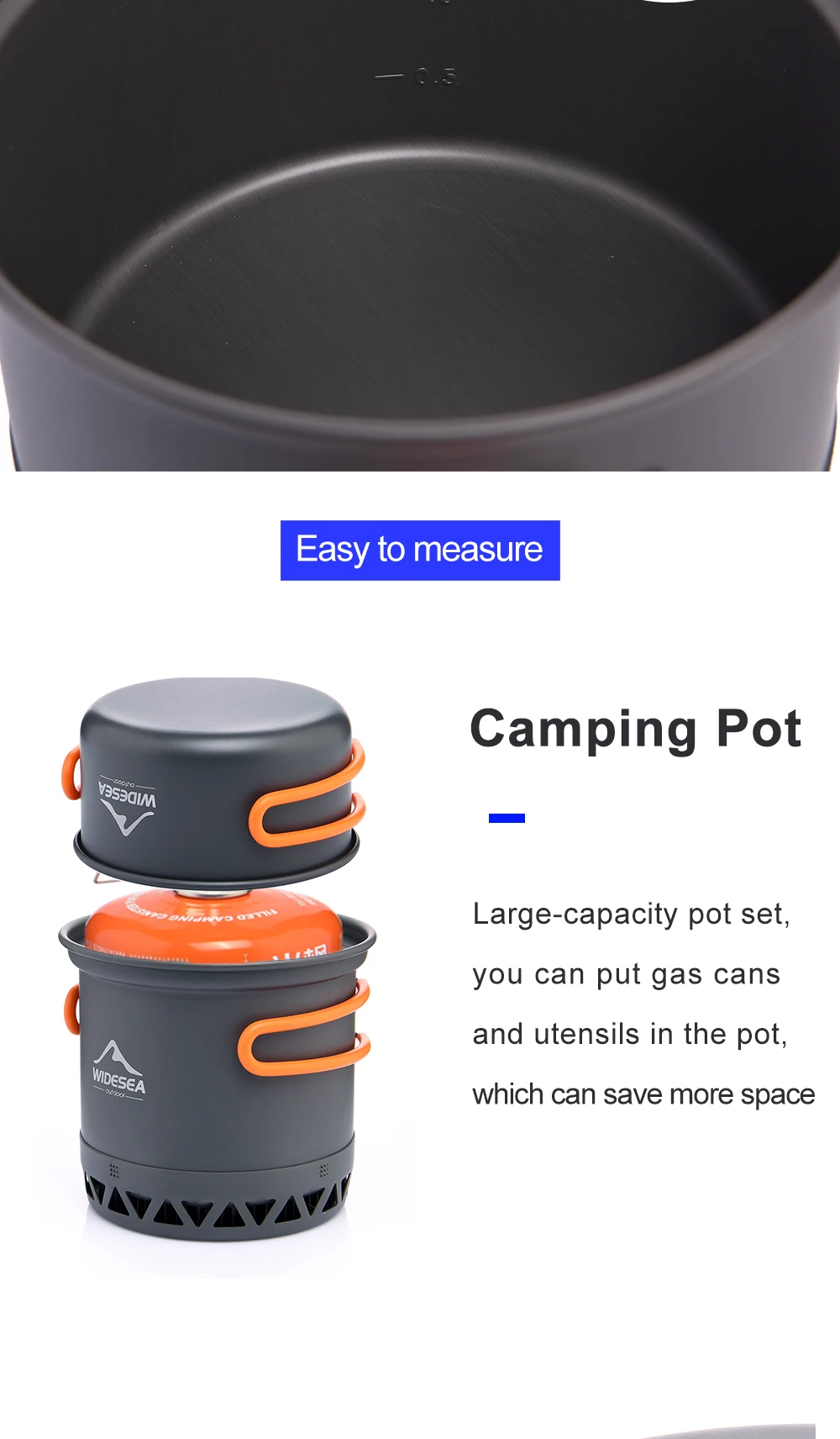 Widesea Camping 1.3L 2.3L Cookware Outdoor Cooking Set Heat Cooker Travel Tableware Pot Kettle - Image 16