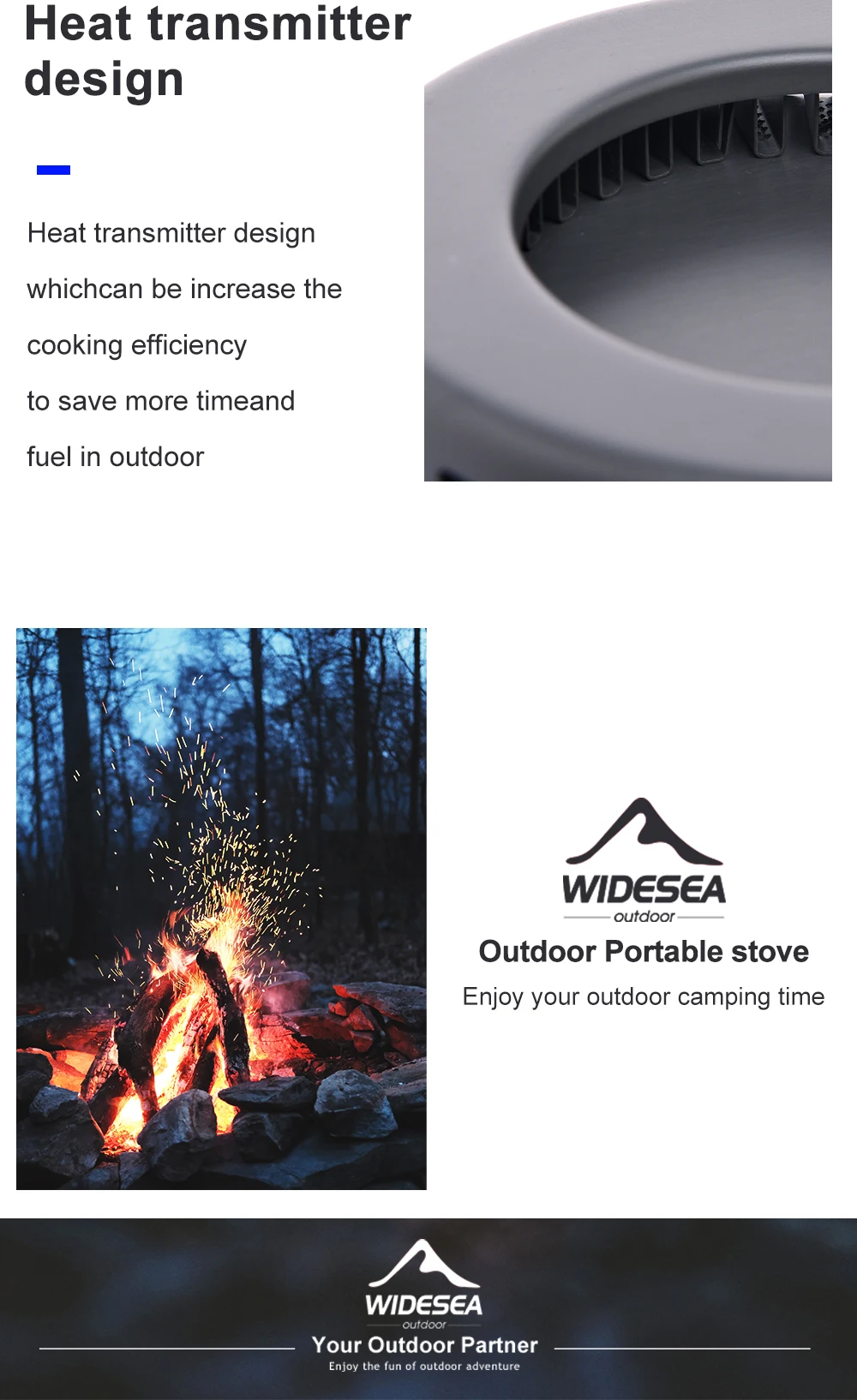 Widesea Camping 1.3L 2.3L Cookware Outdoor Cooking Set Heat Cooker Travel Tableware Pot Kettle - Image 17