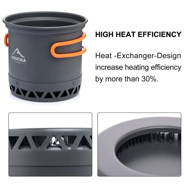 Widesea Camping 1.3L 2.3L Cookware Outdoor Cooking Set Heat Cooker Travel Tableware Pot Kettle - Image 4