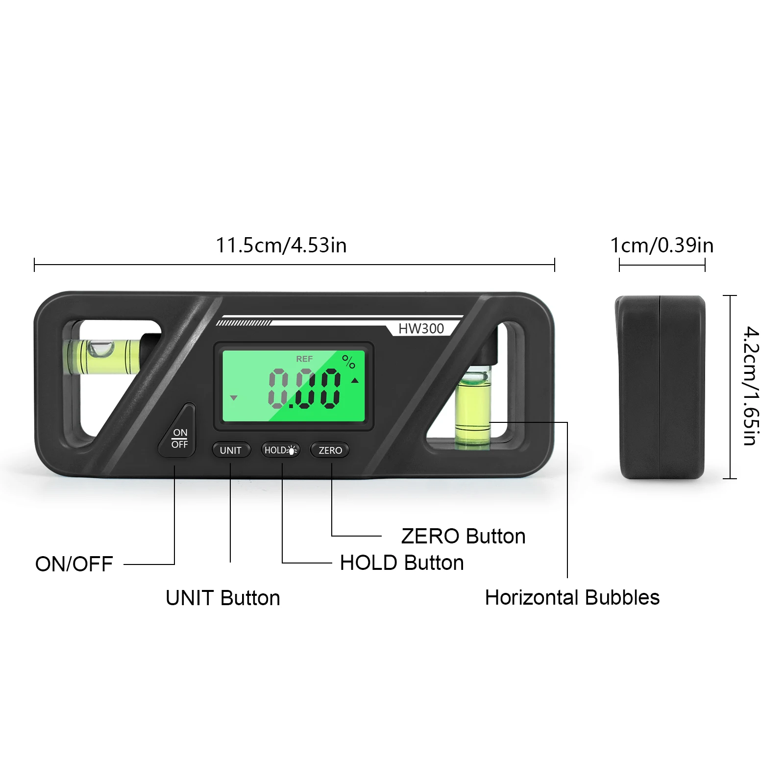 HW300 Inclinometer LCD Display Digital Protractor Level Meter Angle Measuring Inclinometer 90°Level Neodymium Magnetic Base - Image 5