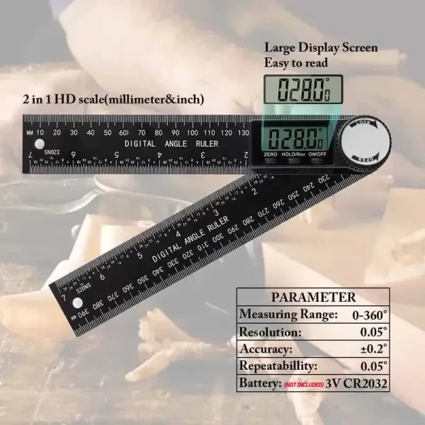1 PC 2 in 1 Digital Angle Detector Scale Suitable for Woodworking Measurement - Image 3