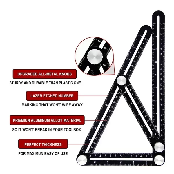 6 Fold Set Construction Angle Measuring Ruler Aluminum Alloy - Image 5
