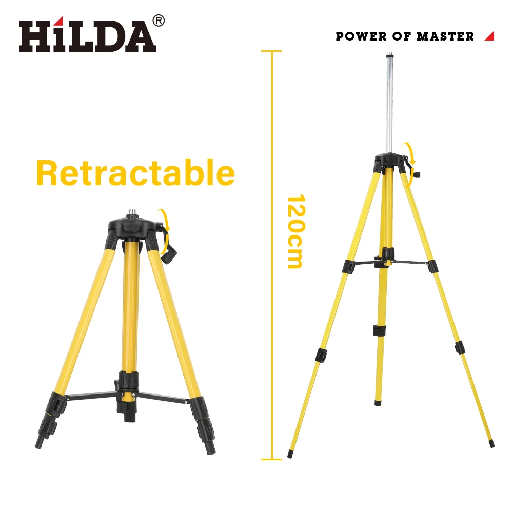 HILDA 1.2M/1.5M 5/8 Inch Adjustable Height Thick Ferroalloy Tripod Laser Level Stand Base for Self Leveling - Image 2