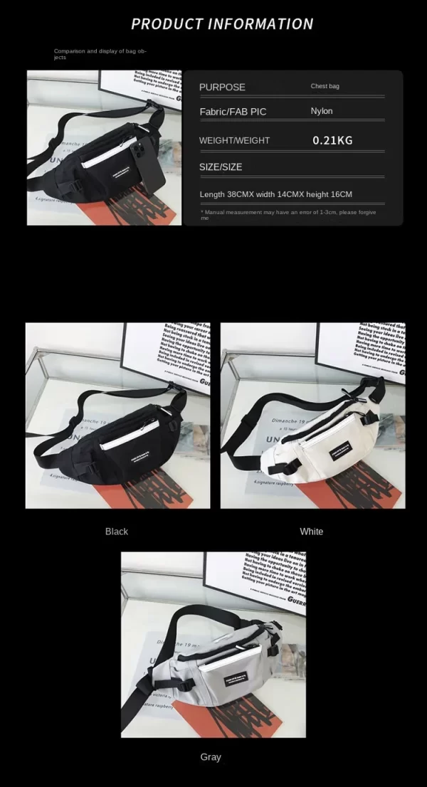Japanese Harajuku Reflective Chest Bag Women and Men Waist Bag Collage Student Crossbody Bags Purses and Handbags - Image 11